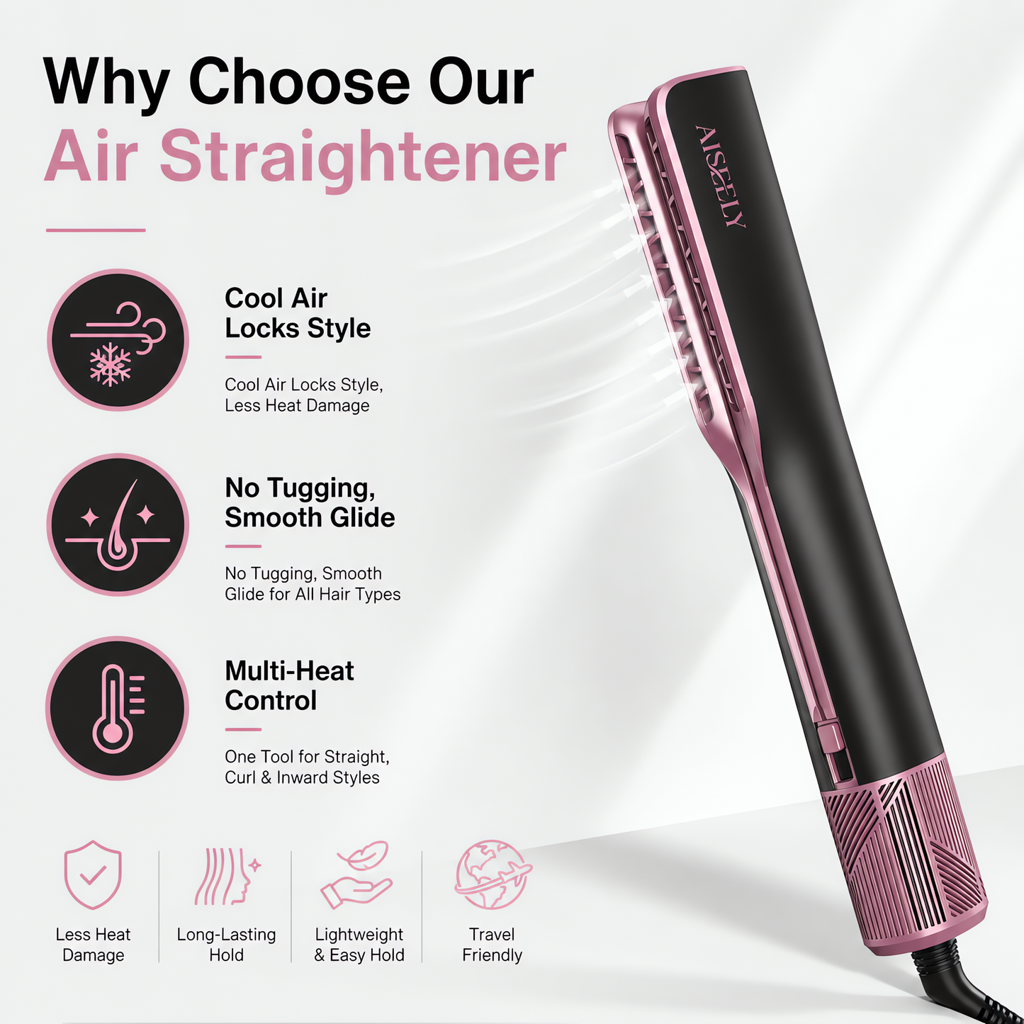Straightening and curling with the Aiseely Cool Air Styler
