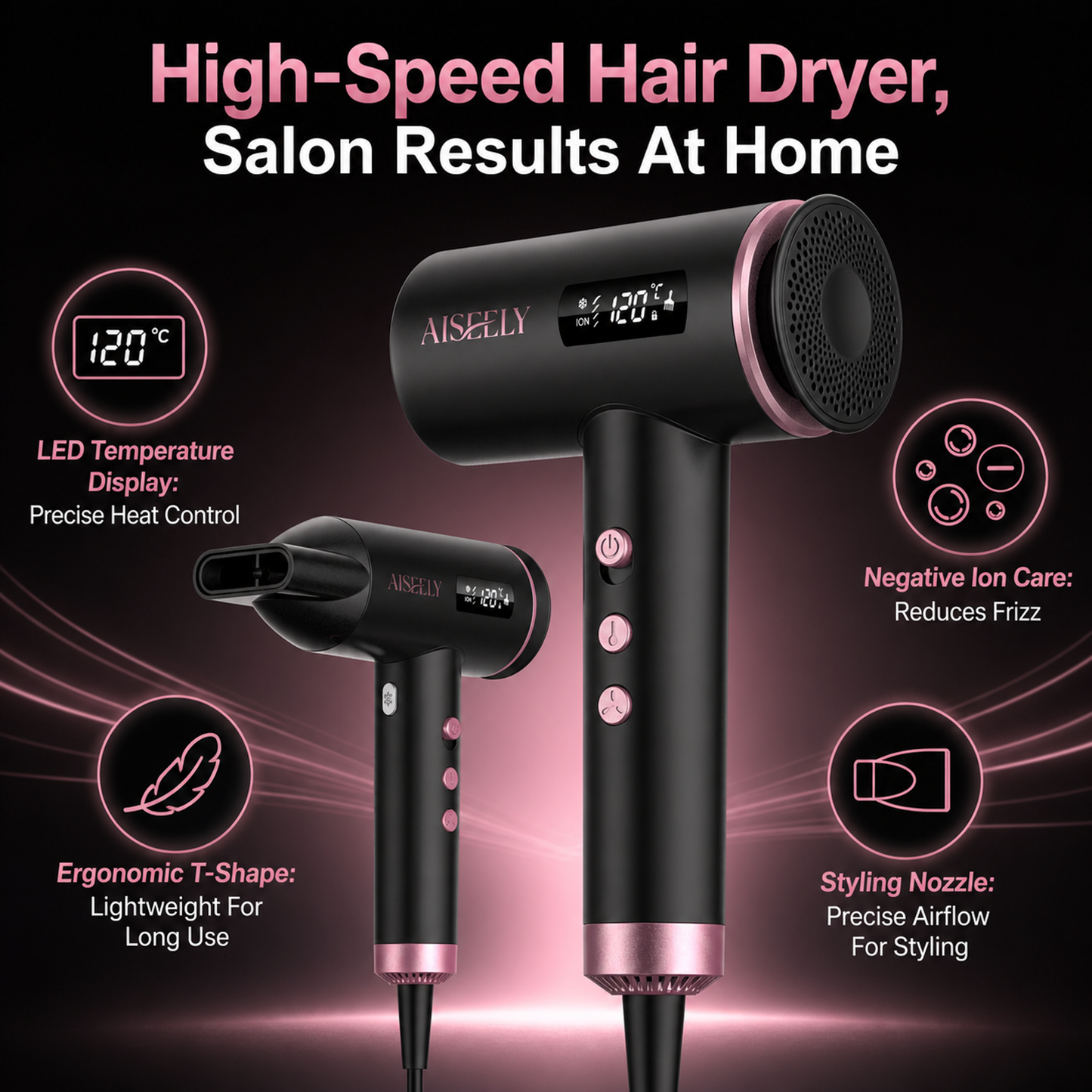 110000 RPM high-speed motor in COSMO 15 hair dryer