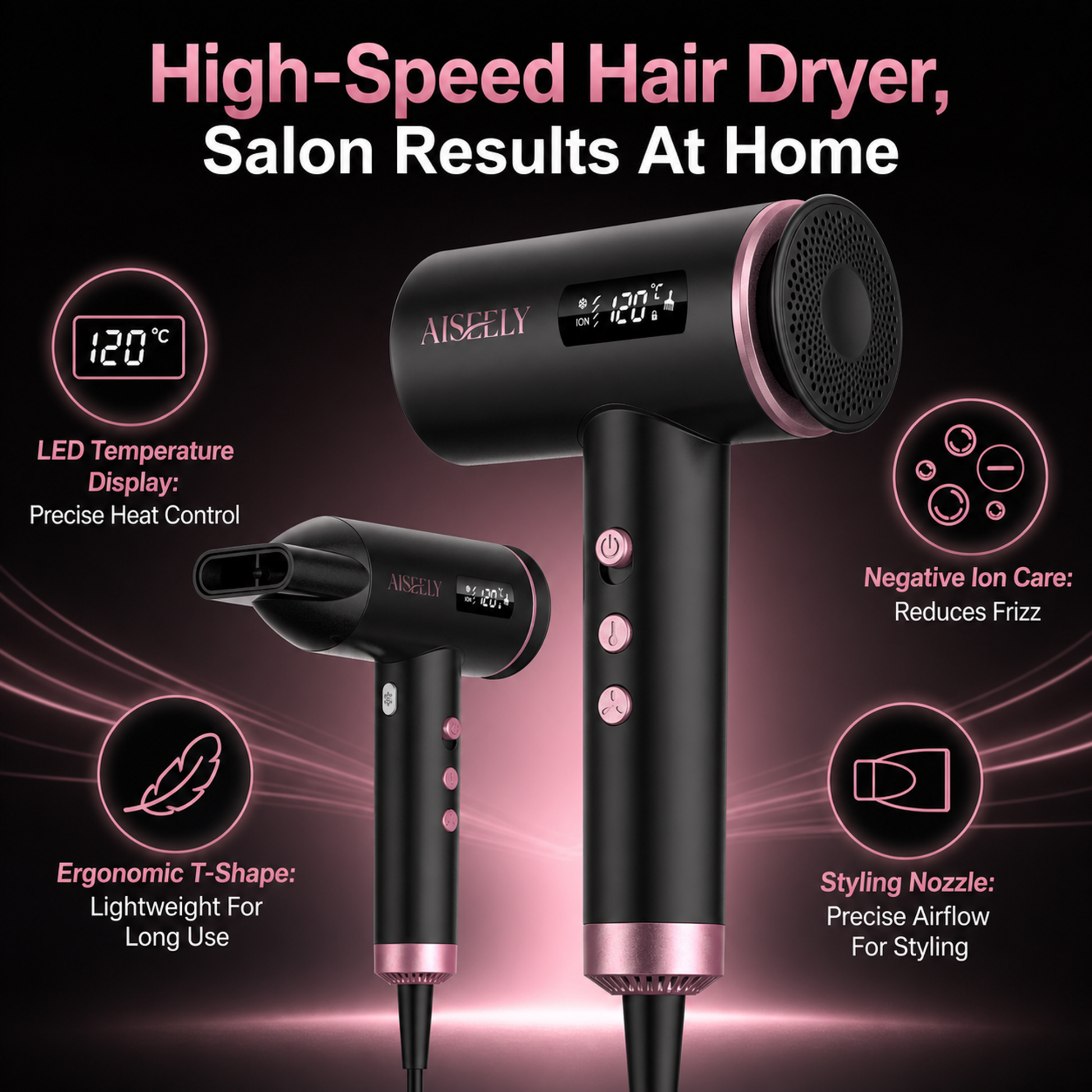 110000 RPM high-speed motor in COSMO 15 hair dryer