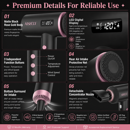 LED temperature indicator on Aiseely COSMO 15 dryer