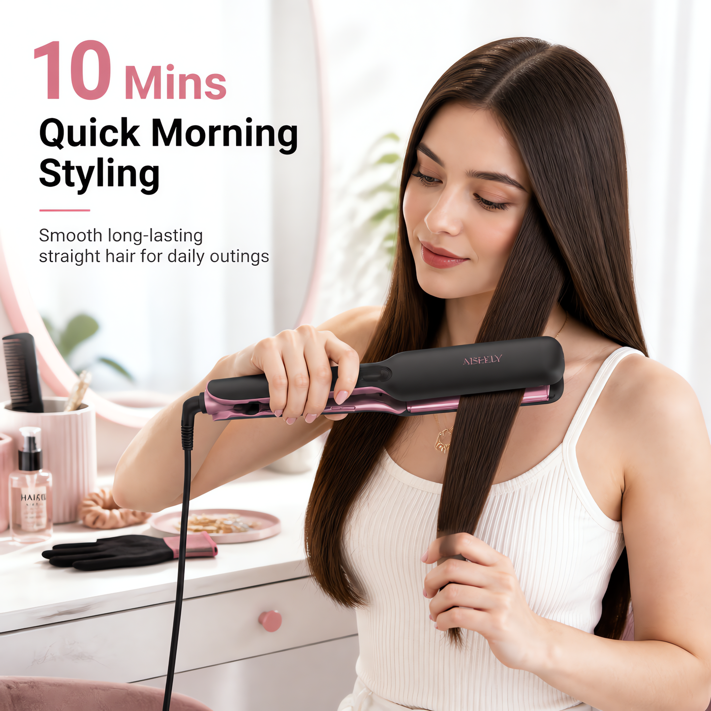 1.57-inch wide ceramic plates for fast hair straightening