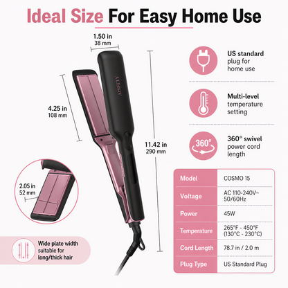 Smooth shiny hair styled with Aiseely COSMO 15