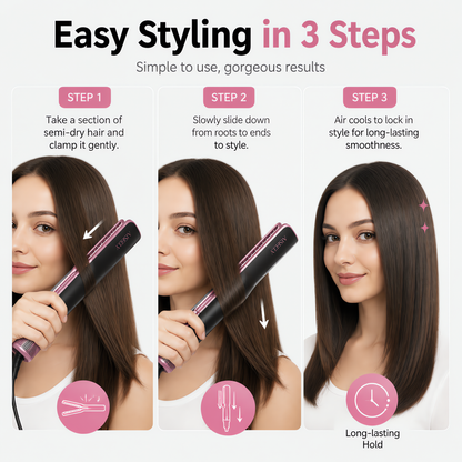 Smooth straight hair result with the Aiseely Cool Air Styler